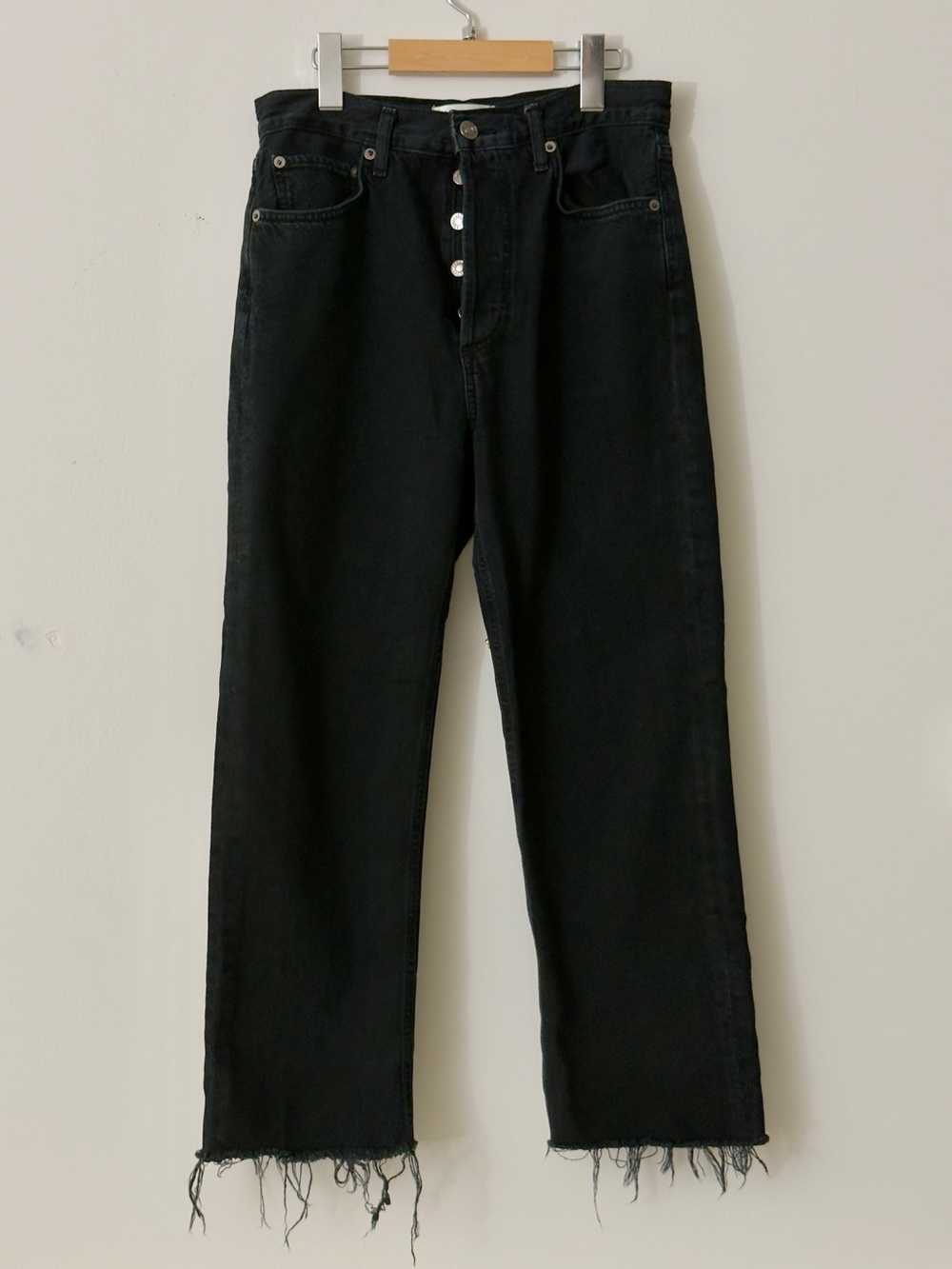 Agolde 90s Pinch Black Straight Leg Jeans with Raw Hem 26